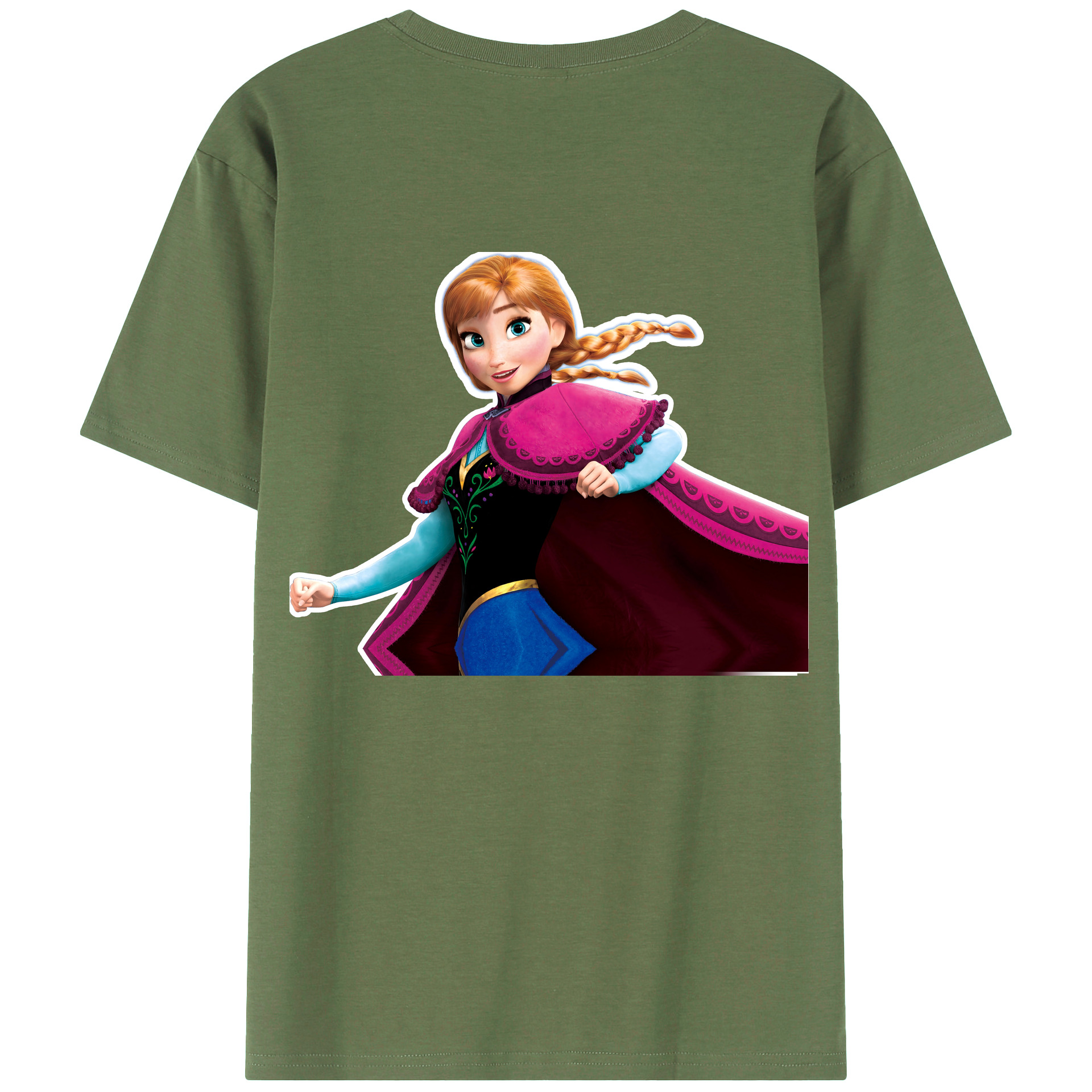 （画像用） アナと雪の女王 アンナ エルサ Frozen Anna Elsa 綿100％ メンズ半袖Tシャツ（バックプリント） 通気性